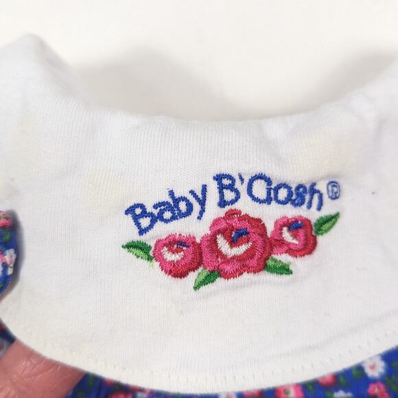 Vtg Baby B'gosh Romper Baby Girls Sz 3-6m Blue Floral 90s Bubble Jumpsuit - Picture 3 of 6